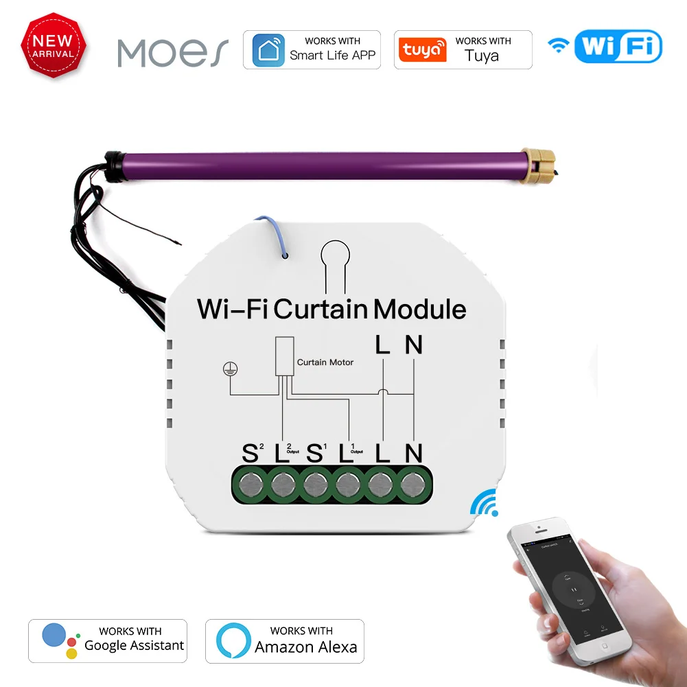 Умный мини модуль для выключателя штор Wi Fi управление через приложение работает