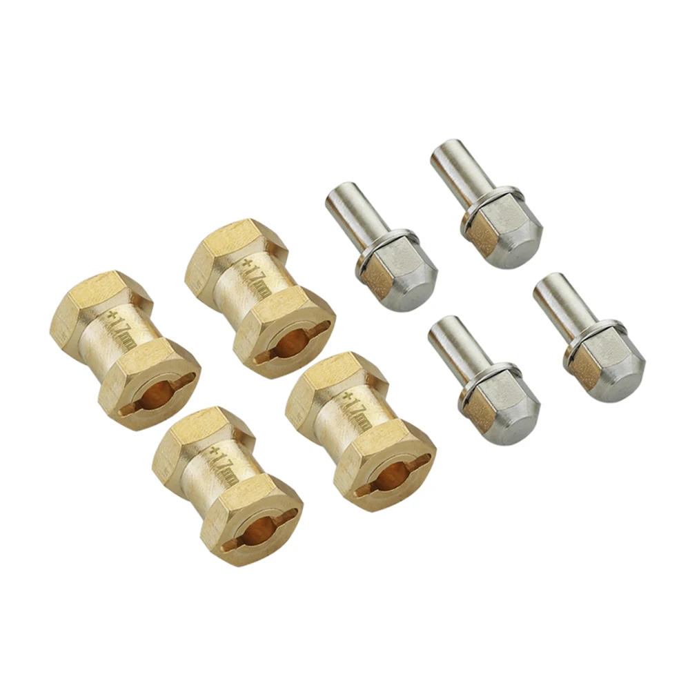 4pcs +12mm 15mm 17mm Brass Hex Wheel Widener Adapter Set for RC Crawler Axial SCX10 Wraith CC01 TF2 Rim Parts images - 6
