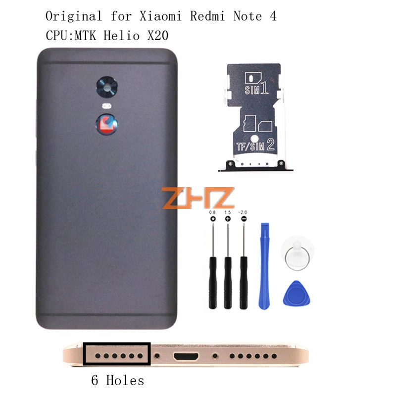 Оригинальная задняя крышка для аккумулятора Xiaomi Redmi Note 4 MTK Корпус задней двери +