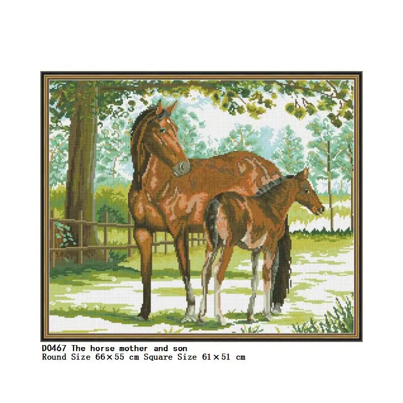 Алмаз для самостоятельного создания картины из кристаллов лошадь мать и сын