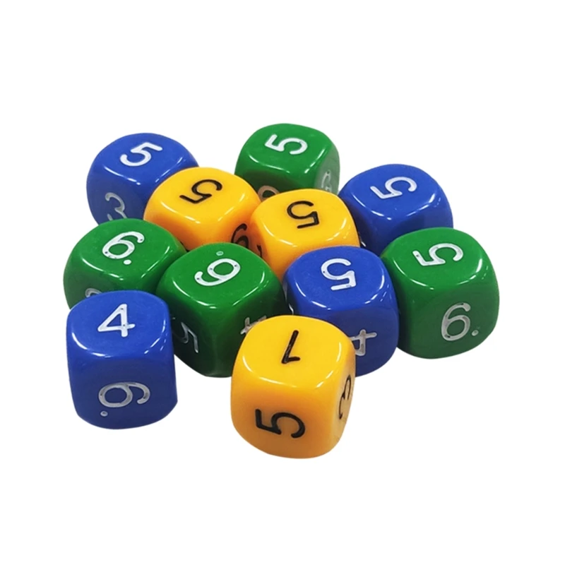 

10 Pcs/Set 6 Sided Number Color Acrylic Dice Party Family DIY Games Engraving Educational Toys Accessaries