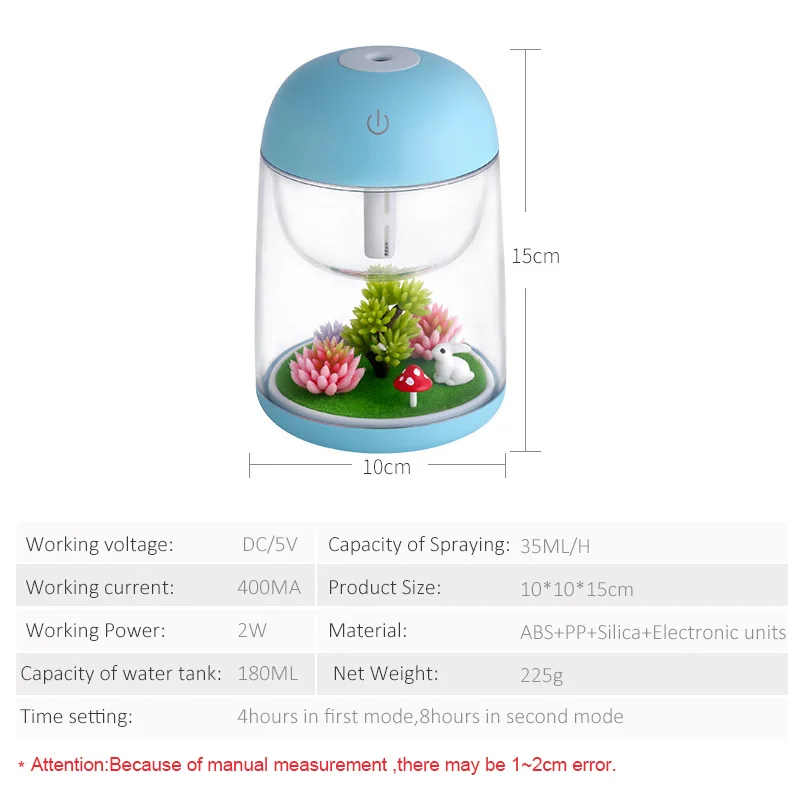 

Mini Air Humidifier Micro Landscape for Baby Home Office Essential Oil Aroma Diffuser with Changing Led Light Creative Gift