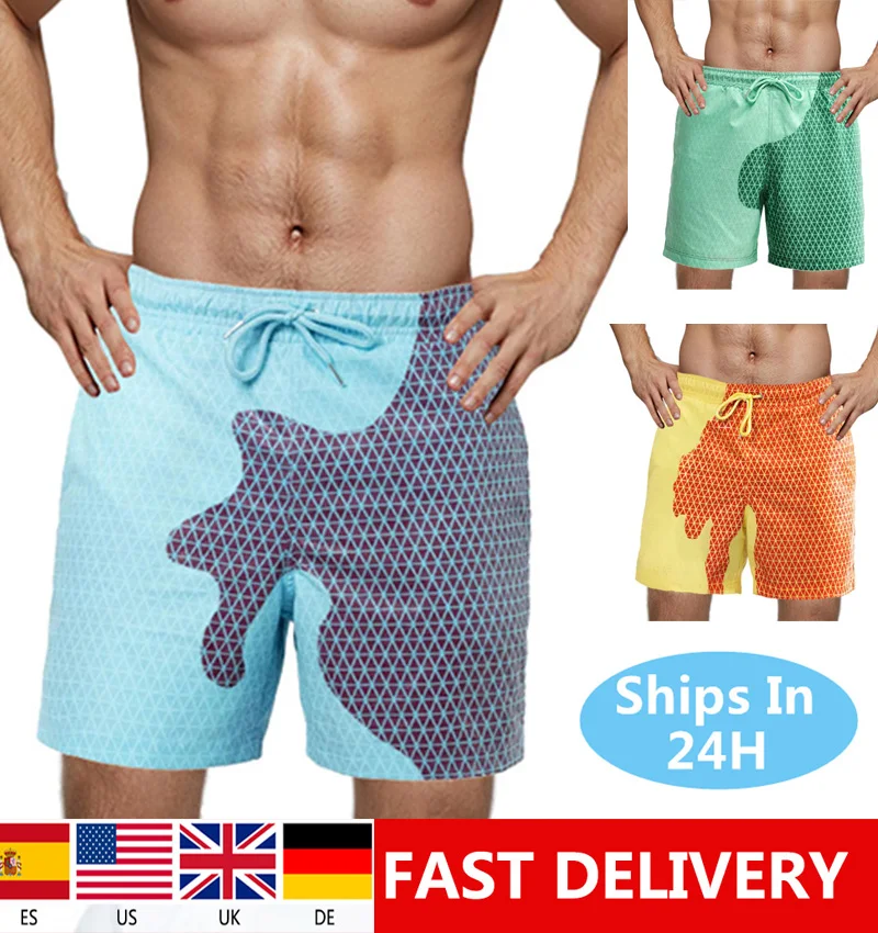 

2020 Summer Mens Adult Kids Swimming Shorts Temperature-Sensitive Color-Changing Beach Short Pants Swim Trunks Shorts Swimwear