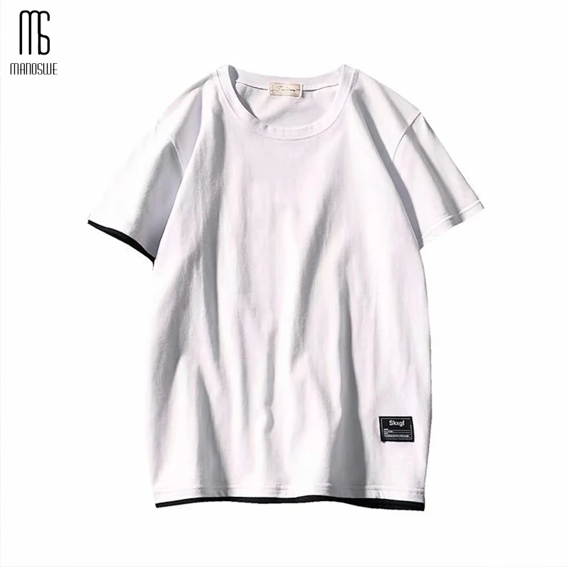 Manoswe/Летний однотонный пуловер с круглым воротником простая свободная футболка