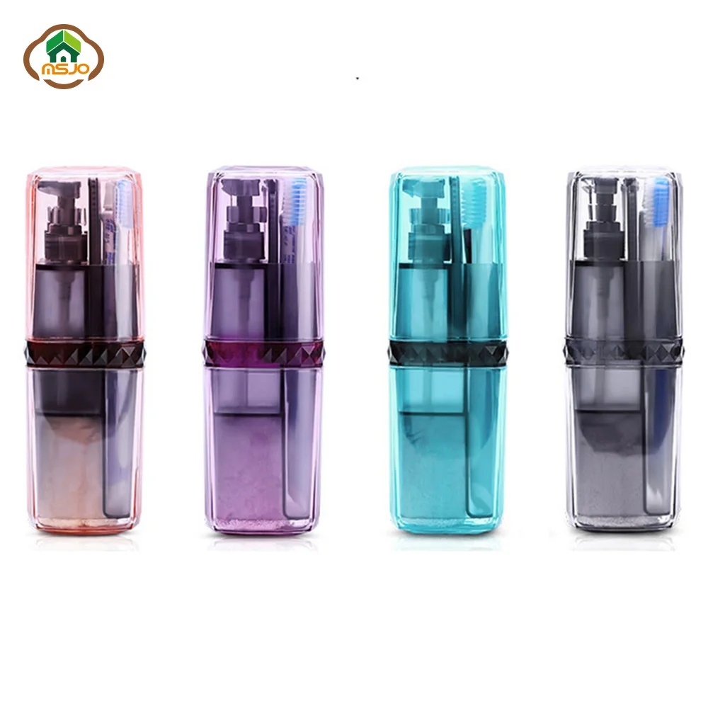 

MSJO Travel Accessories Organizer Portable Bathroom Toothbrush Toothpaste Box 6pcs Shower Gel Shampoo Lotion Bottles Set