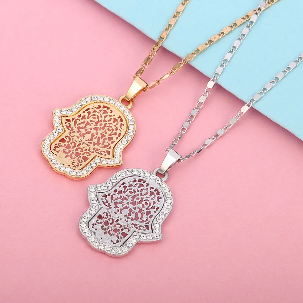 Lucky Collares Bijoux Femme Хамса рука начальная ожерелье для женщин золотые ювелирные изделия выдалбливают ключицы Звено Цепи Подвеска колье