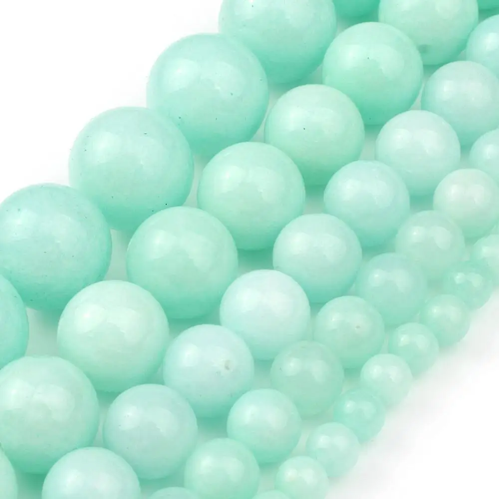 

Natural Stone Blue Amazonite Beads Round Loose Spacer Beads For Jewelry Making DIY Bracelet Accessories 4/6/8/10/12mm 15"Strand