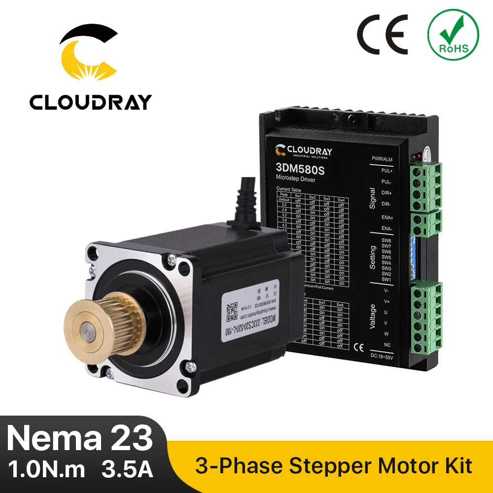Комплект драйвера шагового двигателя Cloudray Nema 23 3 фазы 1 0 нм/2 нм с шестерней для