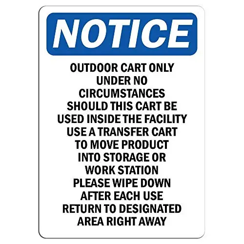 

Outdoor Decorative Aluminum Signs 8x12,Notice Outdoor Cart Only Under No Circumstances,Vintage Metal Signs Funny for Home Metal