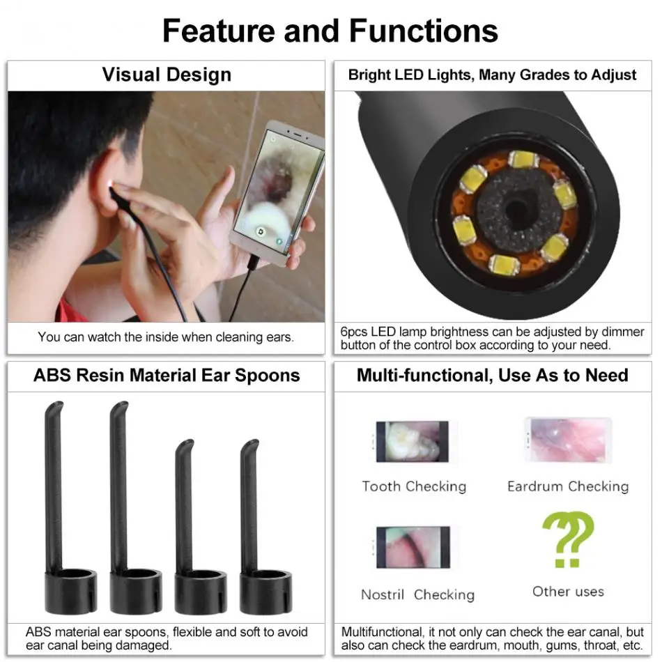 

USB Visual Earpick Endoscope Camera HD Visual Ear Cleaning Ear Spoon Earwax Removal Cleaning Tool Ear Health Care For Adult Kids