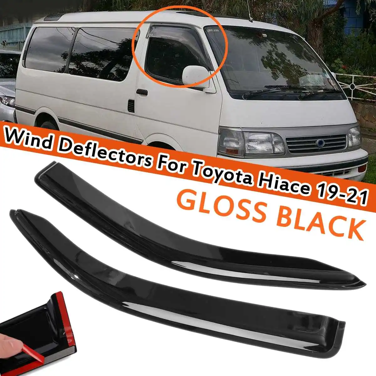 

Дефлекторы ветра ABS пластиковые накладки на окно автомобиля для Toyota Hiace 2019, 2020, 2021, 2 шт.