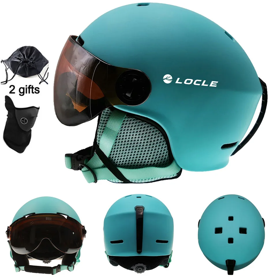Blue Helmet LOCLE мужской лыжный шлем женский в форме PC+ EPS Сертификат CE лыжный шлем для спорта на открытом воздухе Лыжный сноуборд скейтборд шлем - Цвет: Blue Helmet