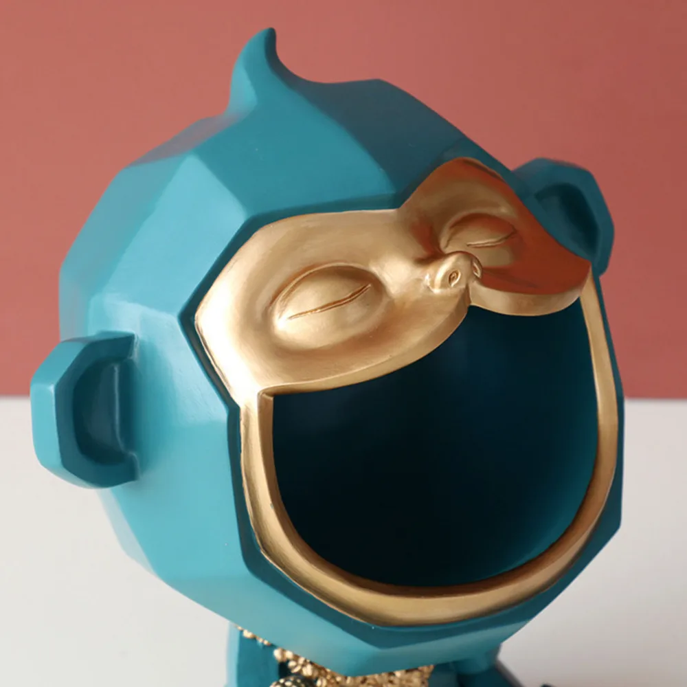 Figurita de mono de boca grande, caja de almacenamiento, decoraci&oacute;n del hogar, escultura de Arte de resina Ornamental, regalo decorativo-4
