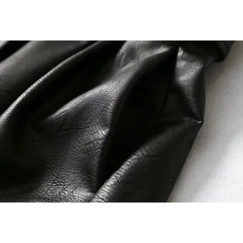 Aelegantmis Spring Casual Leather Skirt Women Harajuku Sashes A-Line Pencil High Waist Feamle | Женская одежда