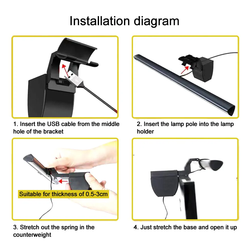 

Screenbar LED Table Lamp Computer Laptop Screenbar Adjustable Hanging Light Eye Protection USB Reading Light Office Home Gadgets