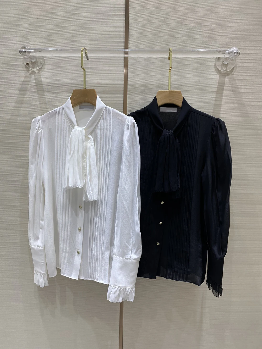 

Женские блузки, новинка 2022, плиссированная рубашка из шелковой ленты