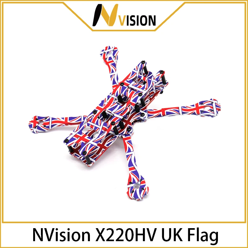 

NVision TCMMRC 5 Inch X220HV UK British Flag 3K Carbon Fiber Sheet FPV RC Drone Frame Kit for Quadcopter DIY dron Hybrid-X