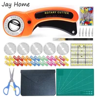 146pcs rotary cutter set 45mm fabric cutter with cutting mat scissors sewing clips straight pins patchwork ruler sewing tools
