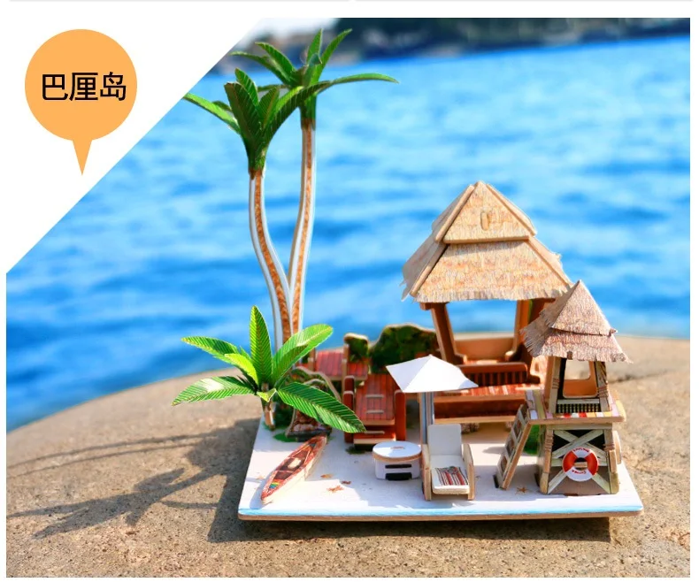 3D деревянная головоломка модель здания игрушка дерево Юго-Восточная Азия Стиль