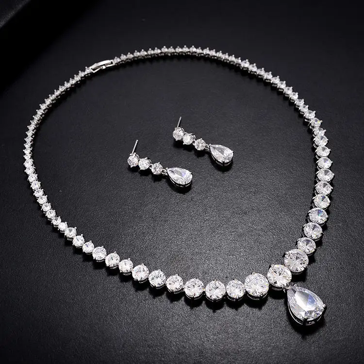 HIBRIDE Новые прозрачные большие CZ Ювелирные наборы Блестящий кубический циркон