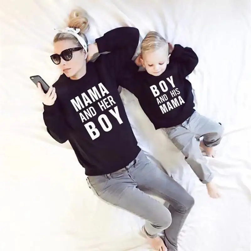 Mother And Son Daughter Matching Outfits Mommy And Me Clothes Mama Boy Girl T Shirt Woman Mom Kids Sweater Baby Boys Sweatshirt