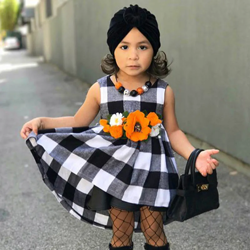 2020 Kids Girl Sleeveless Dress 2-7 T Summer Plaid Cotton Princess Simple Casual Dresses Kid Outfit | Детская одежда и обувь