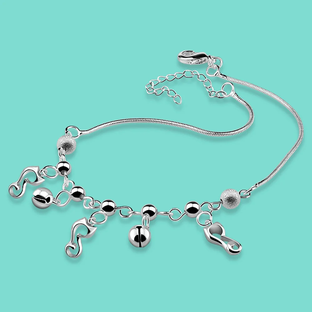 

2020 New Silver Ankle Bracelet Women's 925 Sterling Silver Cat Bell Anklet Summer Beach Jewelry Not Fade Pulseira No Tornozlo