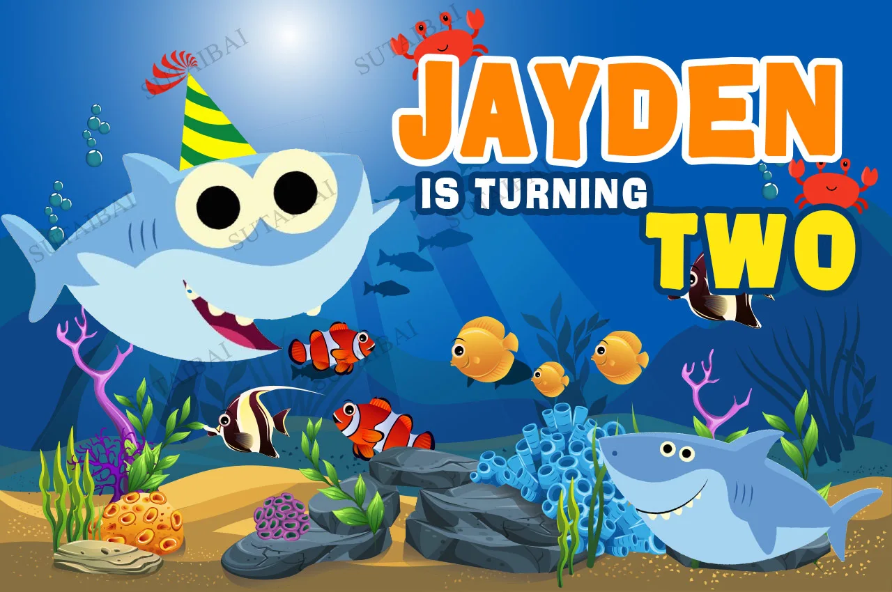 

Custom Fishes Under The Sea Theme Backdrop Baby Child Happy Birthday Photo Background Photography Backdrops Studio Vinyl