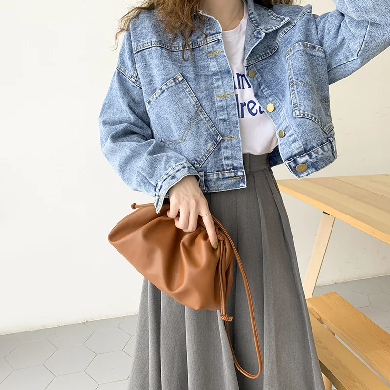 Плиссированная сумка через плечо из мягкой кожи клатч с одним плечевым ремнем