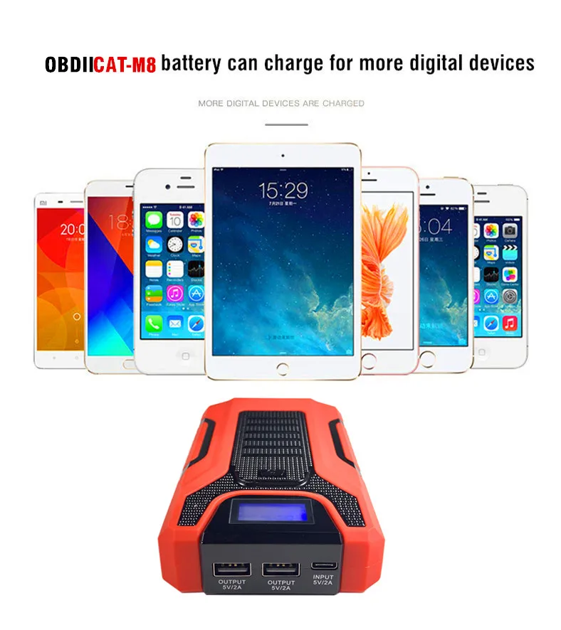 

OBDIICAT-M8 Car Jump Starter Power Bank M8 12V High Capacity Portable Car Starting Booster Battery For Petrol&Diesel