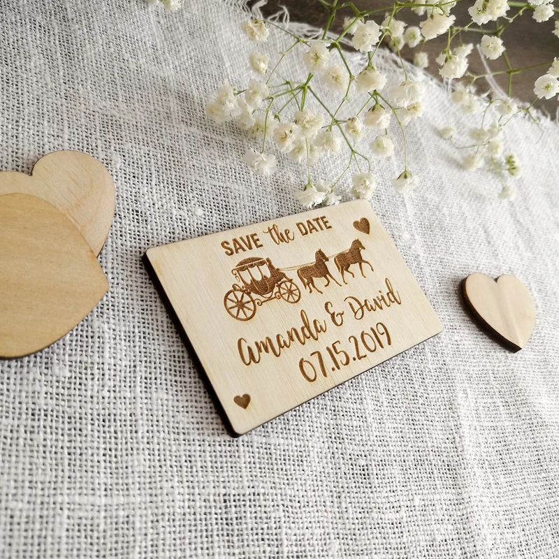 Индивидуальные магниты для свадьбы Save The Date деревенская свадебная карета