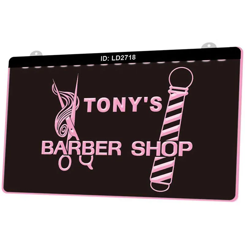 LD2718 Tonys Парикмахерская Стрижка волос новая 3D гравировка светодиодная световая