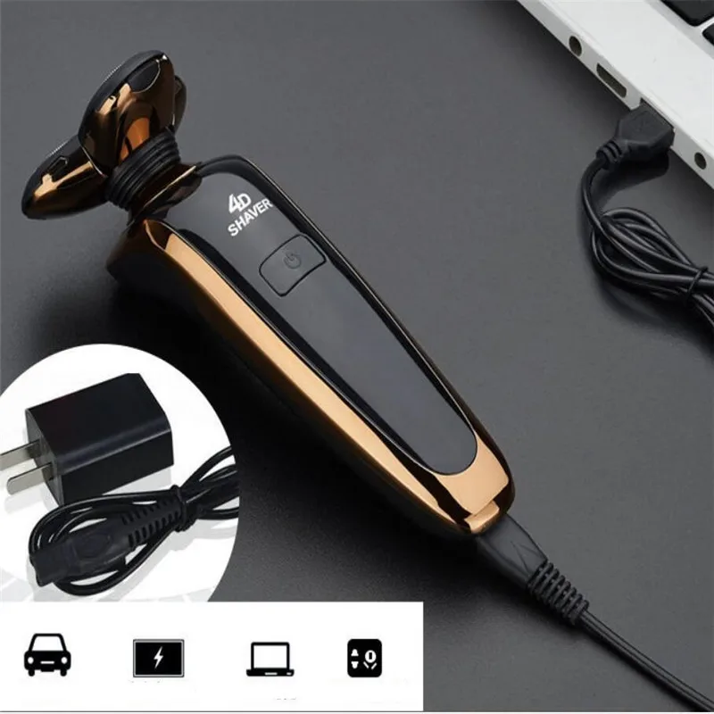 Моющаяся электрическая 3D бритва для бороды плавающая вращающаяся мужская машина