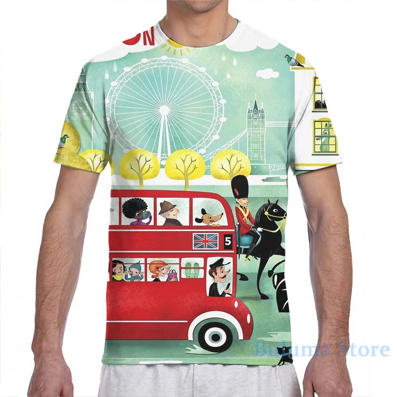 Счастливый Лондон Мужская футболка для женщин со сплошным принтом Модная