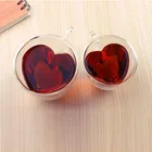Стеклянная кружка в форме сердца с двойными стенками, устойчивая чайная кружка кунг-фу, чашка для молока, лимонного сока, посуда для напитков, кофейные чашки для влюбленных, кружка, подарок