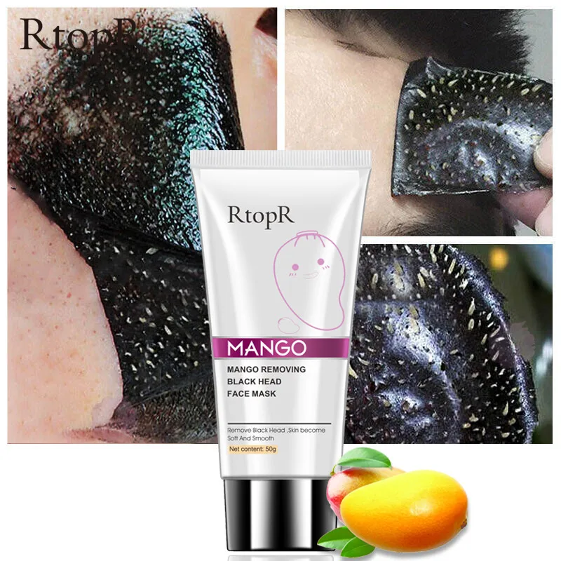 

RtopR Mango Blackhead Remover Nose Mask Acne Treatment Oil Control Shrink Pores Deep Cleansing Black Face Mask T Zone Skin Care