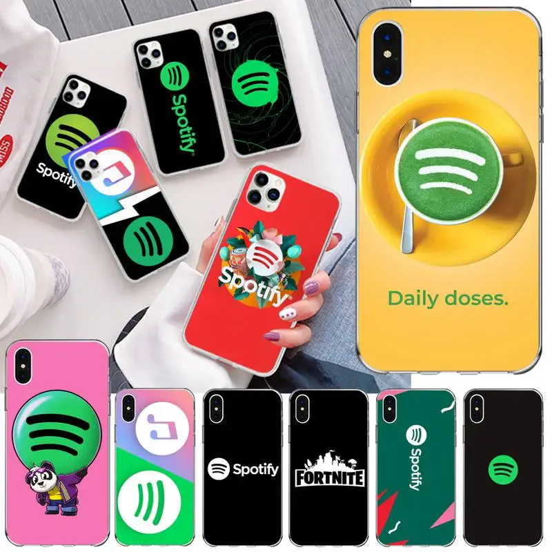 Чехол для телефона Spotify черный мягкий резиновый чехол из ТПУ с логотипом iPhone 11 pro XS
