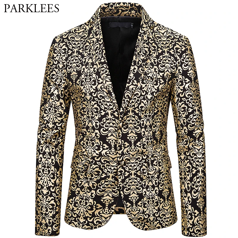 Блейзер жаккардовый мужской пиджак с цветочным принтом в стиле барокко для