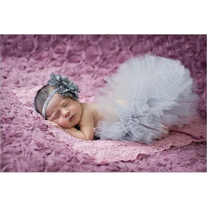 Юбка пачка для маленьких девочек и повязка на голову в цветочек комплект