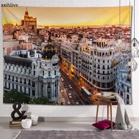 wall tapestry building madrid background decorative wall hanging for living room bedroom dorm room home decor 70x95cm100x150cm