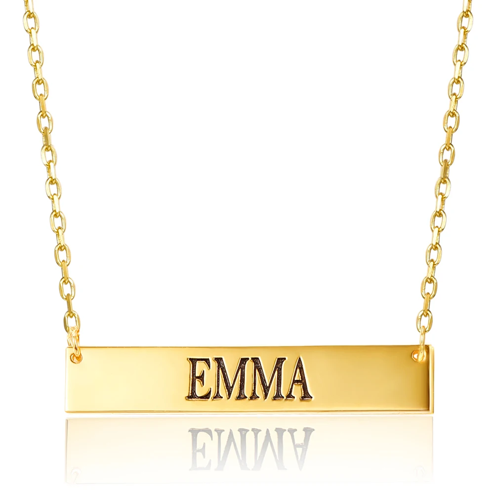 

NewHot Personalized Jewelry Gifts Stainless Steel Engraving Rectangle Name Necklace Customized Nameplate Necklaces Birthday Gift