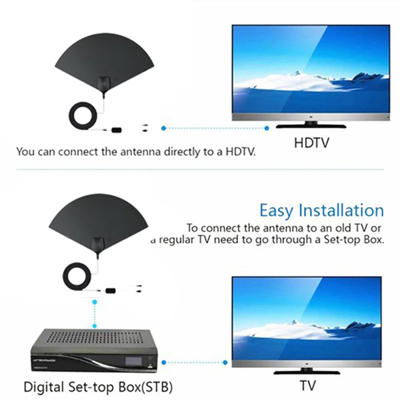 

HD Digital TV Antenna Long 50-80 Miles Range Older TV's Indoor Powerful HDTV Amplifier Signal Booster