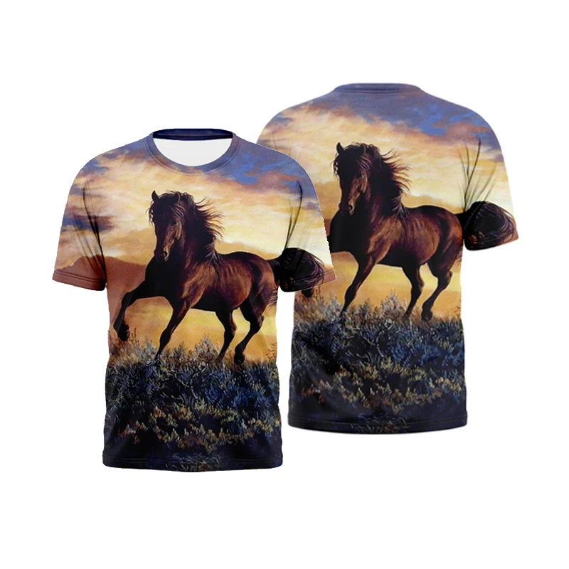 

Новейший дизайн, мужская летняя футболка с 3d принтом лошадей из серии животных, мужская и женская уличная одежда, топы с коротким рукавом 2021