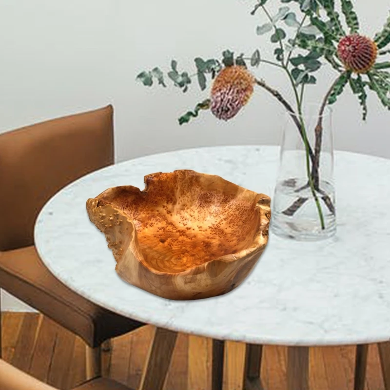 

Деревянная тарелка для фруктов, поднос для сервировки салата ручной работы из натурального дерева, столовые приборы для суши, десертные чаш...