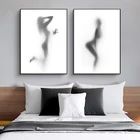 Черно-белая абстрактная Настенная картина на холсте картины Красота Женщины Обнаженная девушка душ сексуальные темные постеры и принты Декор