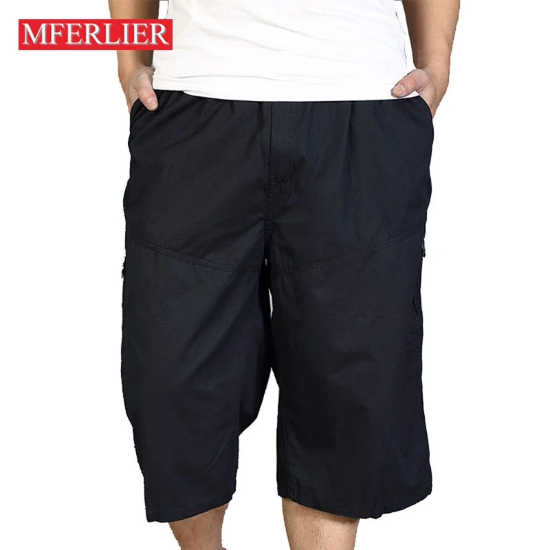 

Summer Men Pants 6XL Waist 140cm 5XL Plus Size Calf-length Pants Men 4 Colors