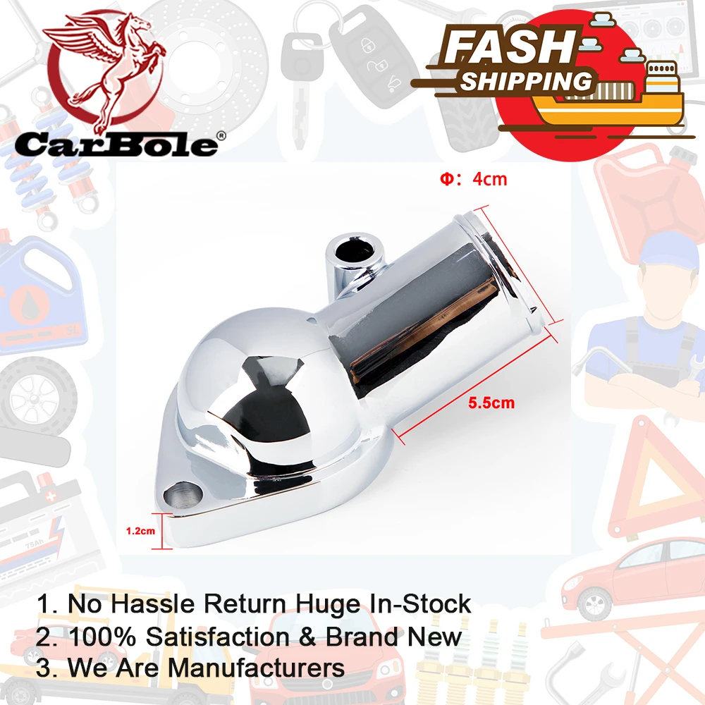 

SBC BBC Chrome Aluminum Water Neck Thermostat Housing 45 Degree 350-454 For Chevy LS1 LS2 LS7