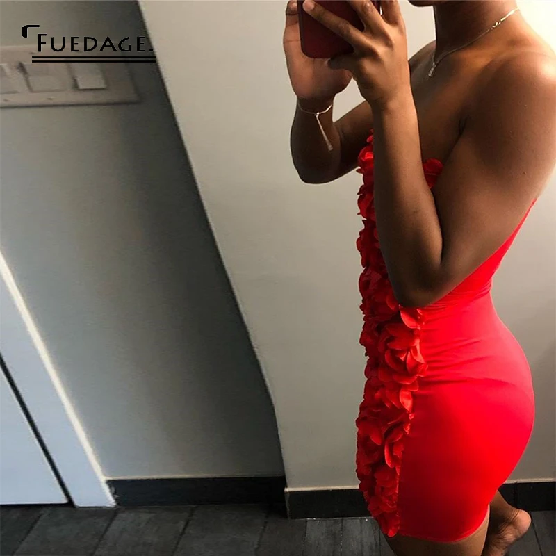 Fuedage красное платье на День святого Валентина женское без рукавов бретелек с