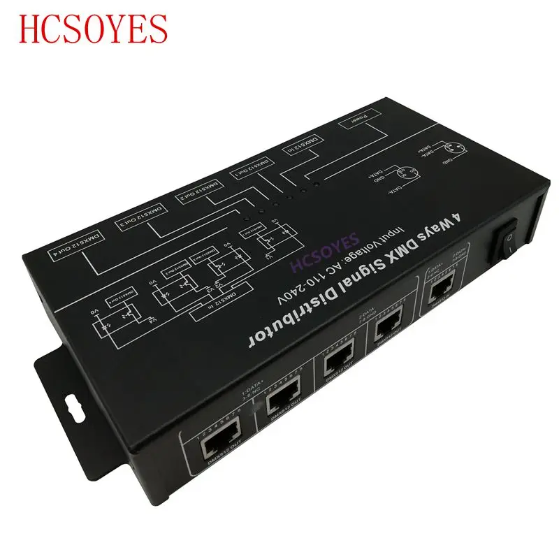 DMX124 AC100V-240V вход DMX512 усилитель сплиттер DMX Репитер сигнала 4CH 4 выходных порта