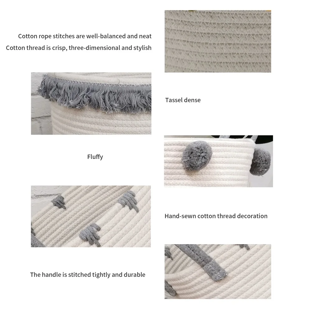 

Cotton Rope Storage Basket Laundry Clothes Storage Basket Kids Toy Storage Bucket Sundries Storage Bin Box Organizers